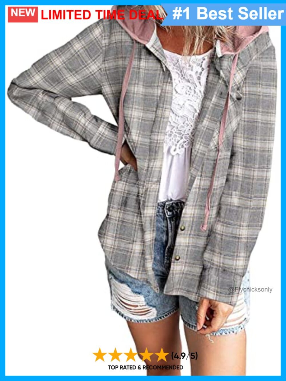 Plaid Hoodie Shacket Button Down Flannel Shirt